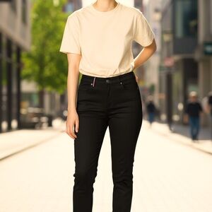 Tommy Hilfiger Black Slim Pants – Size 8, Versatile Style, Made in Egypt